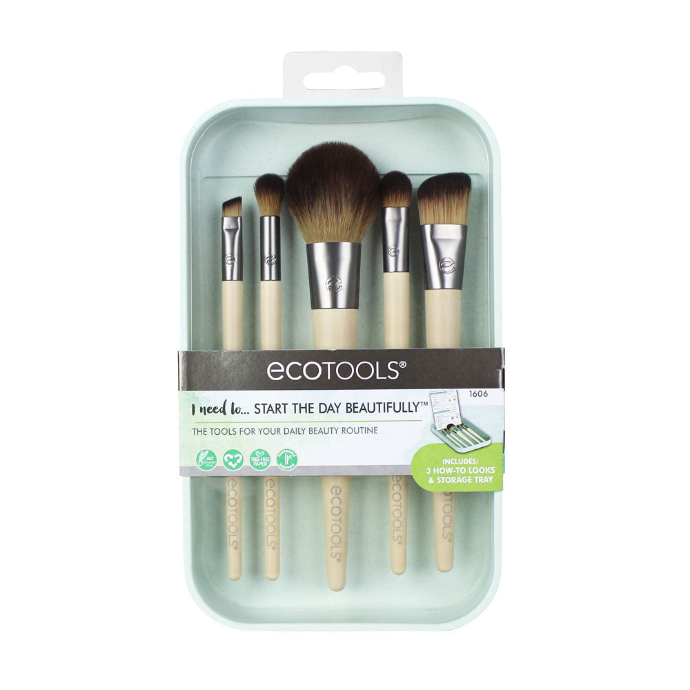 EcoTools Start The Day Beautifully Kit with 5 Essential Brushes front view