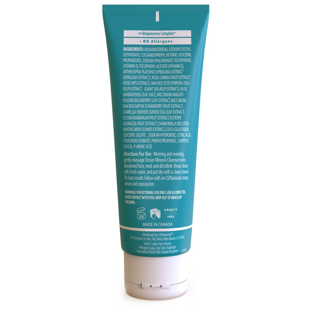 OZNaturals Ocean Mineral 93% Natural Facial Cleanser in back